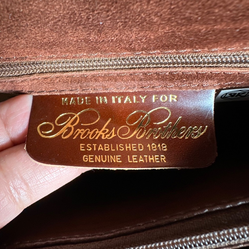 Brooks Brothers Vintage Italy Burgundy Croc Embossed brown Leather Crossbody Bag - Picture 5 of 10